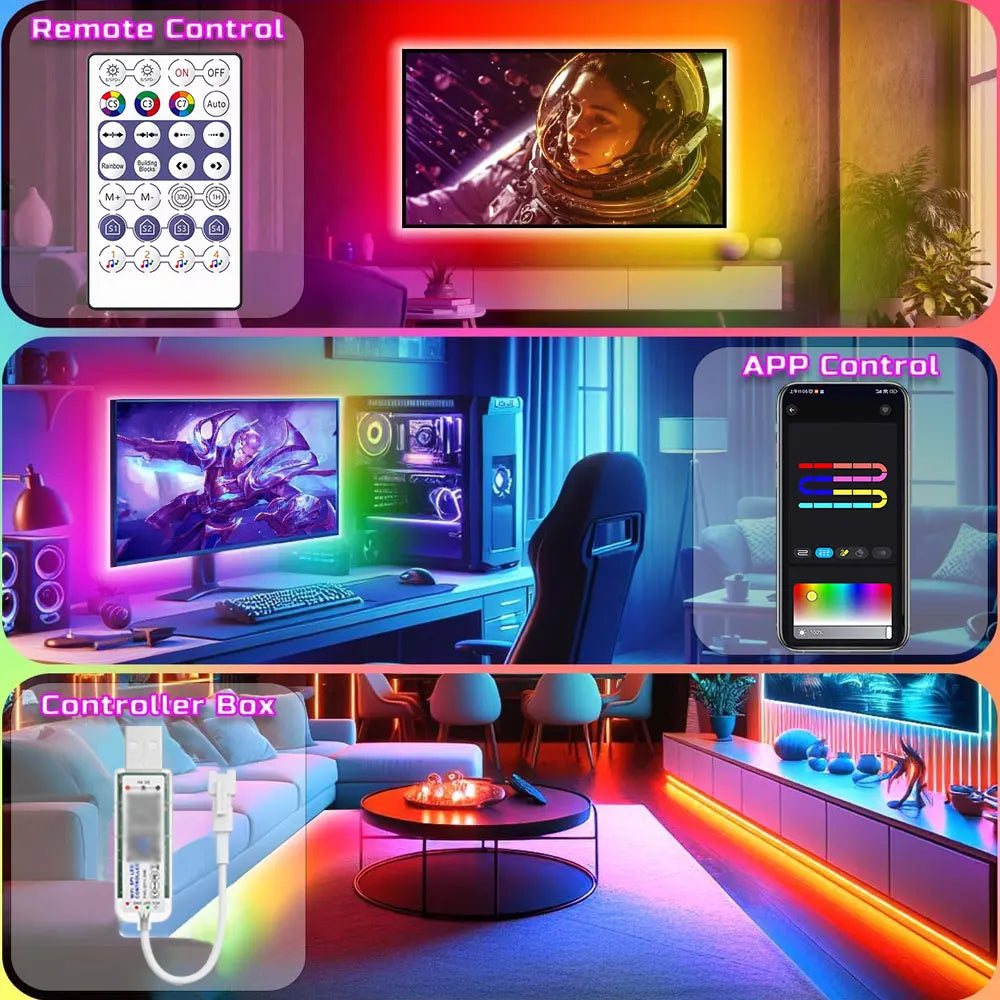 USB WS2812B RGBIC Neon LED Strip 1-5m Neon Light Strip with Bluetooth App and Remote for DIY Neon Deocoration Lighting
